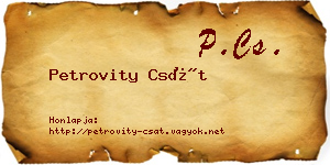 Petrovity Csát névjegykártya